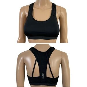 Reebok Support Black Athletic Mesh Back Racerback Bra size Medium